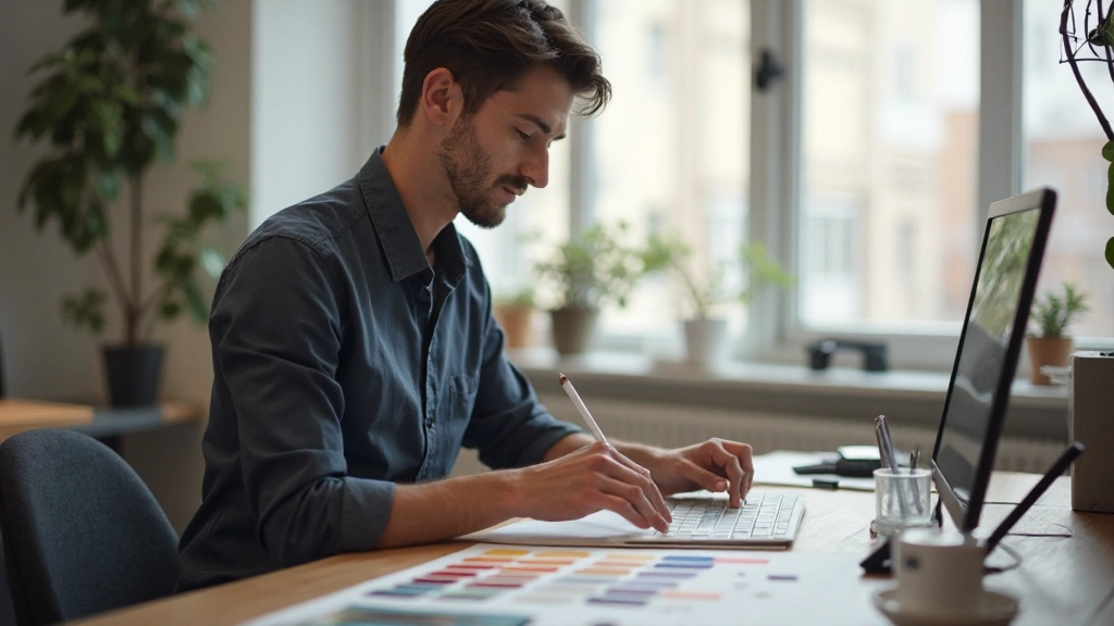 Kleurenpalette selectie en typografische paardemonstatie voor website branding