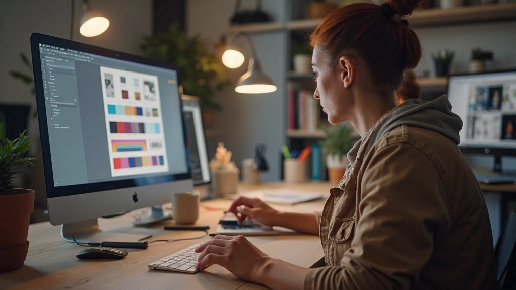 Kleurenpaletten en typografische combinaties weergegeven in design software