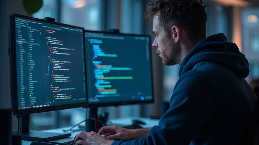 Professionele webontwikkelaar werkt aan CSS en responsive design code
